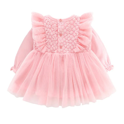 New Born Baby Girl Dress Clothes Christening Dress Classic Infant Baptism Wedding Tulle Dress for Spring Summer 0 3 6 Months