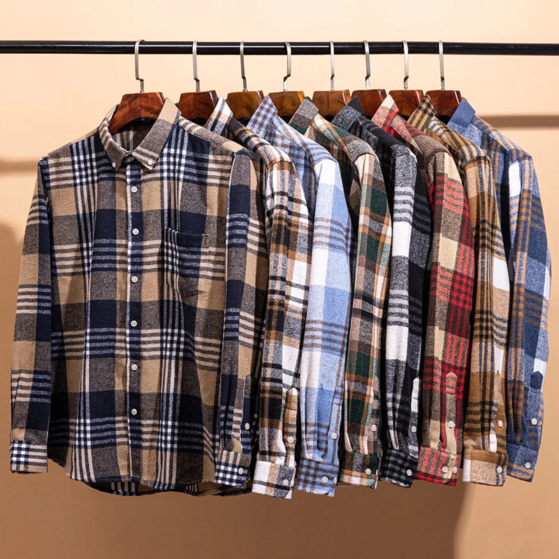 New in shirt plus size 7xl100%cotton long-sleeve shirts for men slim fit casual plain shirt soft kerokan designer plaid clothing