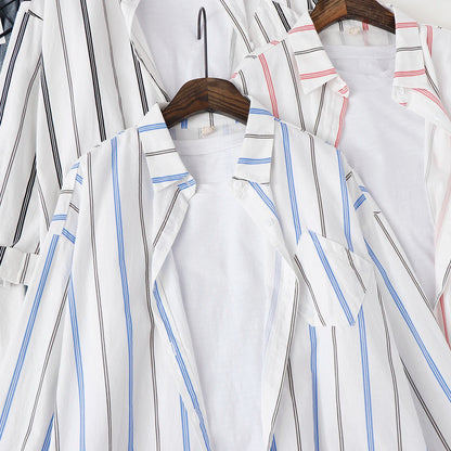 Loose Casual Striped Shirts Women 2025 New Ladies Sweet Simple Style Long Sleeve Print Shirt Female Blouse and Tops Lady Clothes