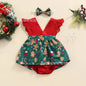 Children's Clothing New 2-piece Red Flower Baby Clothing Newborn Girl Lace Dress Princess Skirt Clothing 0-24M Princess Dress