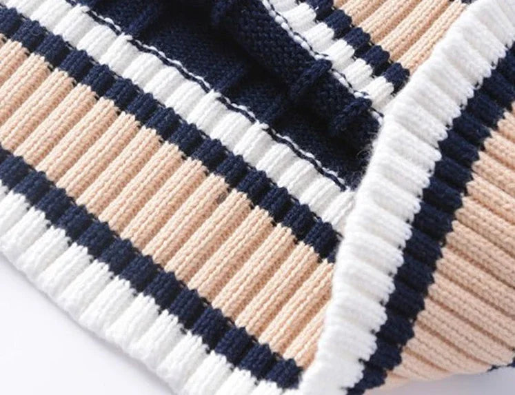 Striped White Knitted Sweaters for Men Blue Sleeveless Man Clothes V Neck Vest Red Waistcoat Jumpers Sweat-shirt Cotton