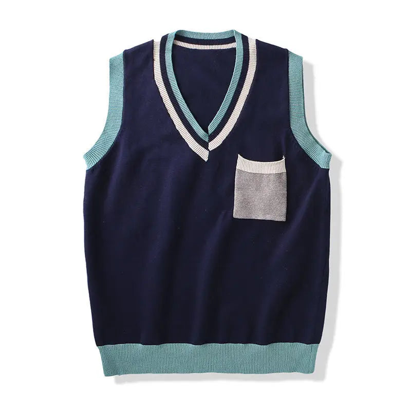 Men Knit Sweater Vest ins sweater vest Korean fashion clothes