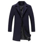 Autumn Winter Fashion Men's Woolen Coats Solid Color Single Breasted Lapel Long Coat Jacket Casual Overcoat Plus Size 9 Colors