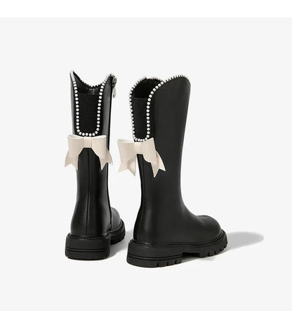 Long Boots for Girls and Children 2025 New Winter Long Leather Boots Princess Foreign Girls Plus Cashmere Shoes