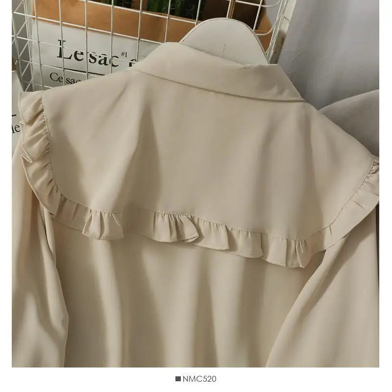 Women Sweet Shirts Cute Tops Peter Pan Collar S-3XL Loose Fashion Temper Minimalist Lolita French Elegant Clothes Trendy 5-Color