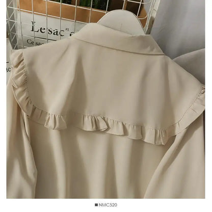 Women Sweet Shirts Cute Tops Peter Pan Collar S-3XL Loose Fashion Temper Minimalist Lolita French Elegant Clothes Trendy 5-Color