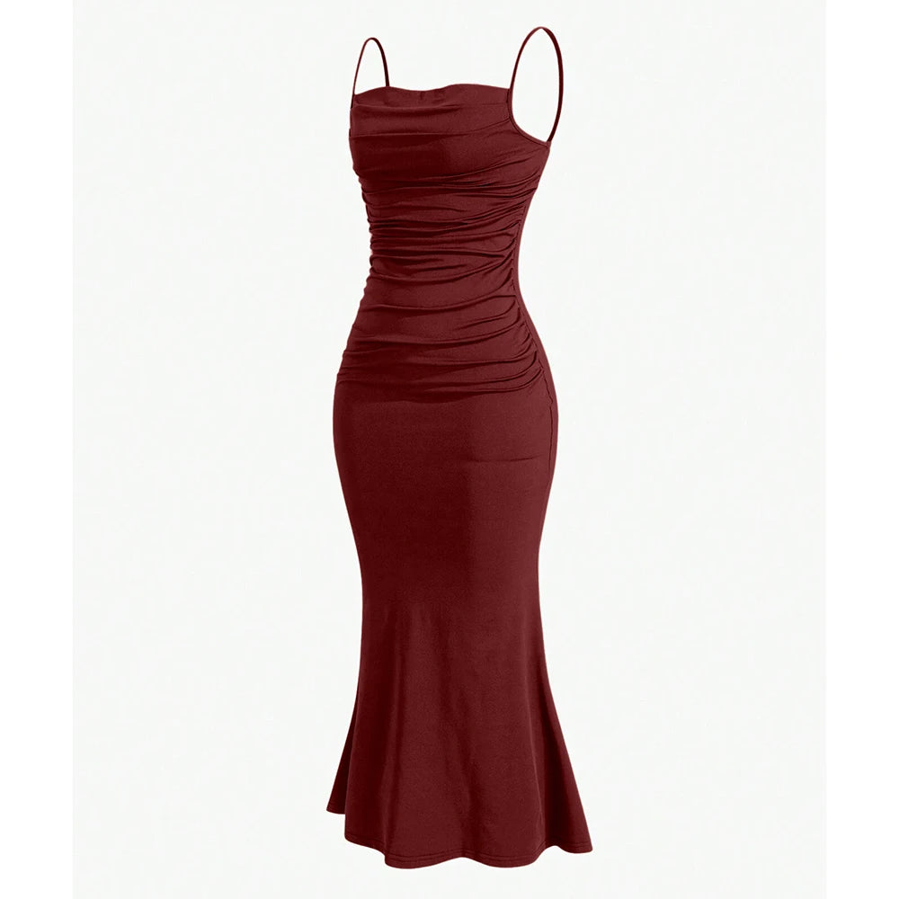 Mia Muse All Seasons Women's Dresses Elegant Party Fitting Slim Spaghetti Strap Mermaid Hem Maxi Fashion Party Dresses