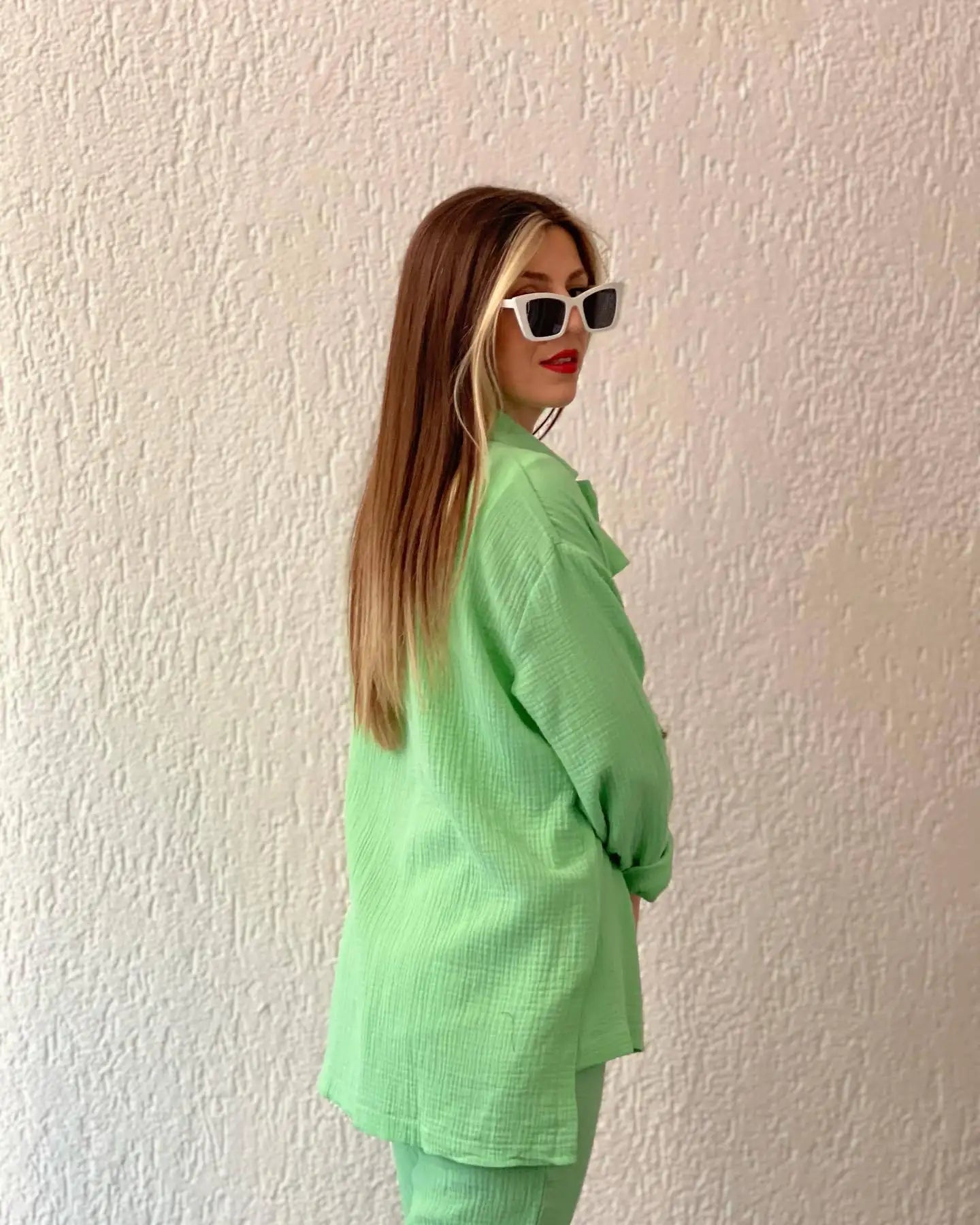 Summer outfits for women 2025 New Loose Button Long Sleeve Shirt and Cropped Pants Casual Sports Summer women's suit Pants Set