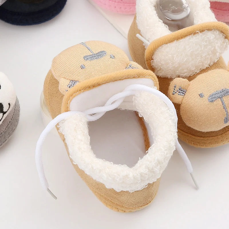 Winter Newborn Baby Boots Shoes Cute Cartoon Boy Girl Toddler Plush Snow Booties Warm Infant Crib Shoes Infant First Walkers