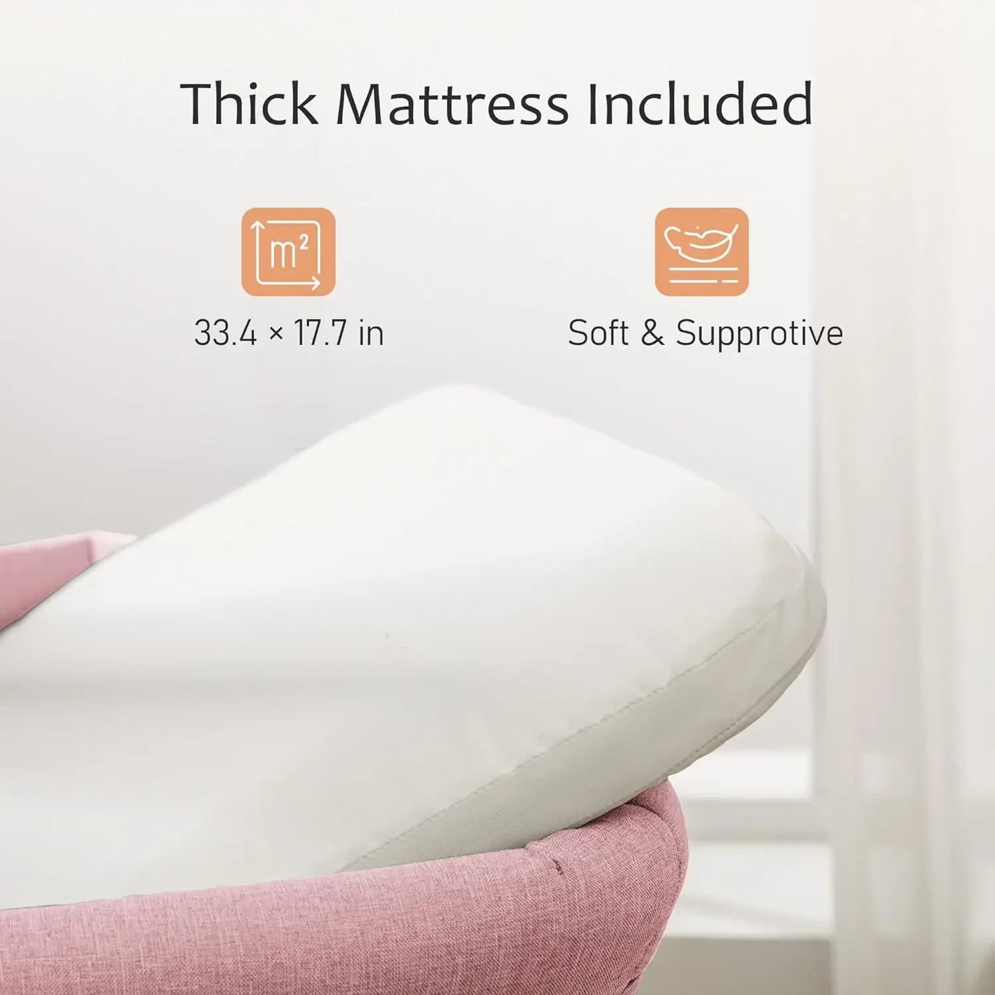 Baby Bassinet, Bedside Sleeper with Wheels, Height Adjustable, for Infant/Baby/Newborn Girls & Boys 0-6 Months, Pink