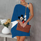 Mini Dress Luxury Party Dress Evening Dresses Diagonal Collar One-Shoulder Mickey Elegant Dresses for Women Disney Minnie Mouse