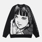 Oversized Sweater Men Women Harajuku Anime Girl Graffiti Vintage Knitted Sweater 2025 Winter Unisex Cotton Pullover Streetwear