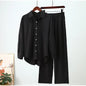 Holiday Wide Leg Pants Set Two Piece Set Women Vintage Boho Maxi Shirt Autumn Casual Loose Work Streetwear Y2k 2025 Outfits