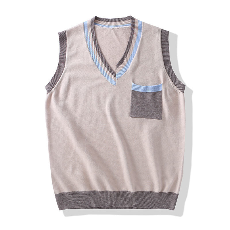 Men Knit Sweater Vest ins sweater vest Korean fashion clothes