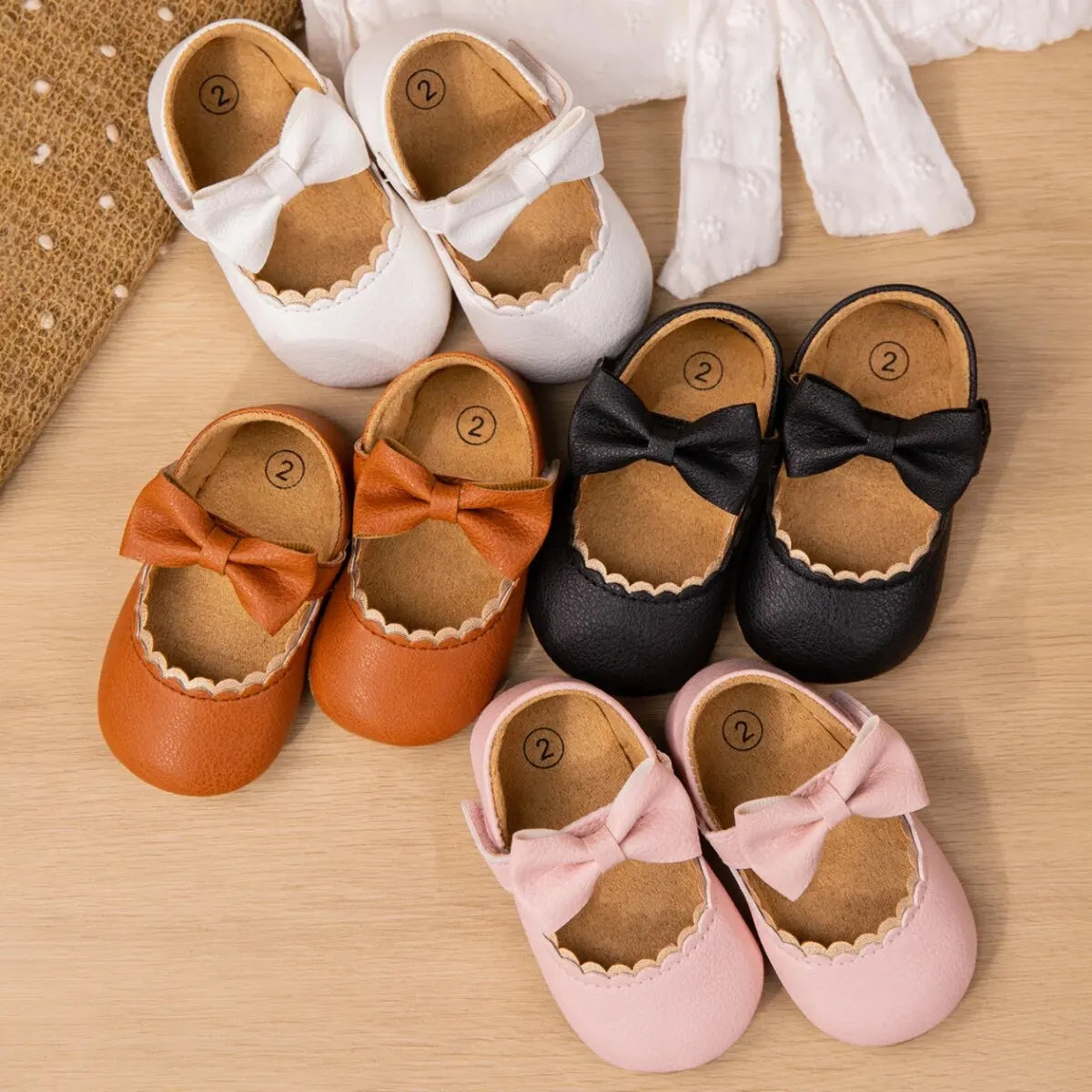 2025 New Baby Girls Shoes Bowknot Party Dress First Walker Anti-slip Non-slip Rubber Sole Infants Girl Crib Shoes