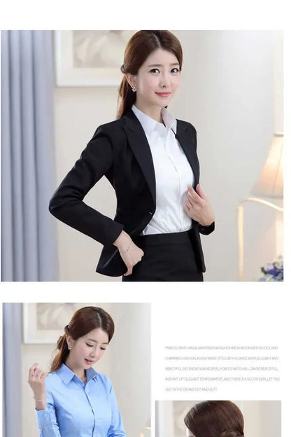 Blue Shirt Women Tops Long Sleeve Blouse Office Ladies Tops Casual Button Up Slim Work Shirts Work Korean Spring Blouse