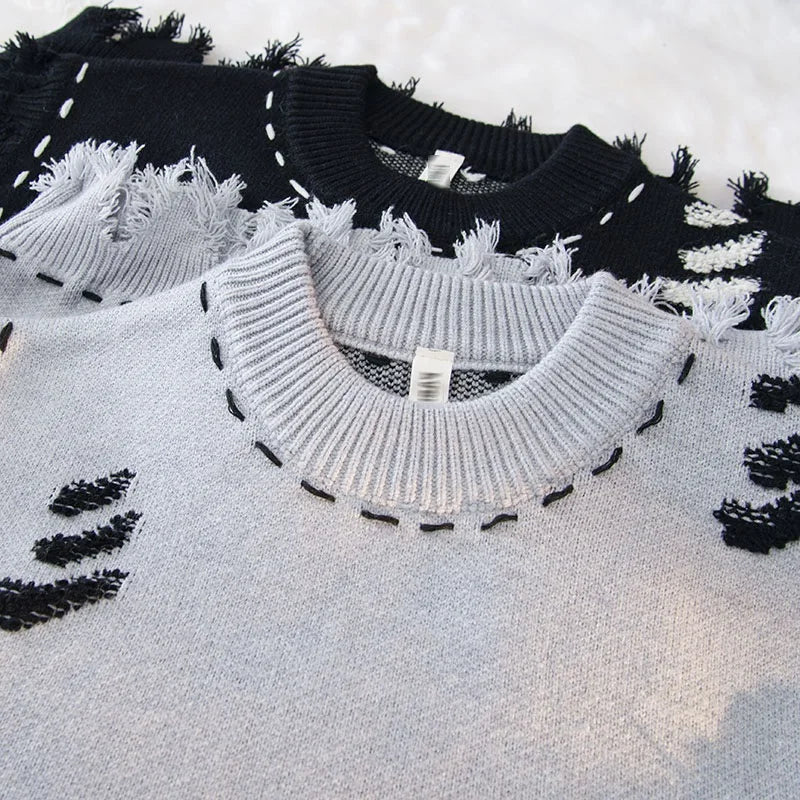 Sweater Vests Men Frayed Raw Edge Comfortable Sleeveless All-match Japanese Style Knitting Leisure Daily Chic Aesthetic Classic