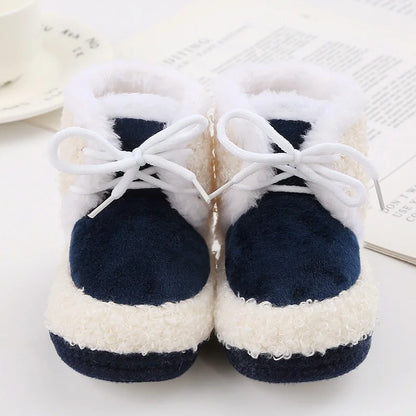 Baywell Baby Boots Newborn Winter Plush Snow Booties for Infant Boys Girls Soft Comfortable Lace Up Warming Shoes