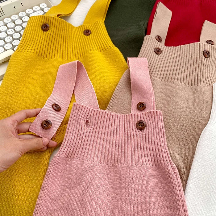 2025 New Autumn Infant Baby Knitted Jumpsuit Overalls Toddler Baby Boys Girl Trousers Knitted Solid Color Newborn Baby Pants