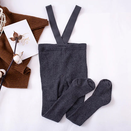 Baby Cute Knitted Tights Boys Girls Pantyhose Casual Suspender Tights Infant Toddler Autumn Spring Leggings Solid Color Clothing