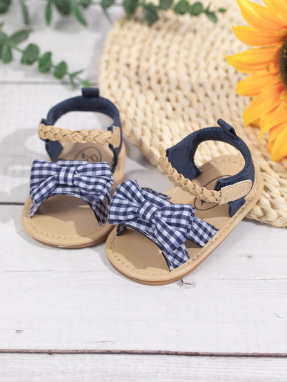 KIDSUN Summer Baby Beach Sandals Bow-knot Rubber Sole Anti-Slip Newborn Princess Toddler Crib First Walkers Baby Girls Shoes