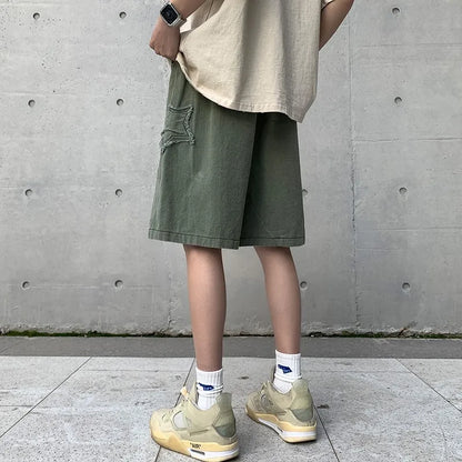 2025 Summer Shorts Men Loose spodenki meskie Vintage Denim Basic Simple Hot Sale High Waist Leisure Ulzzang Streetwear Short