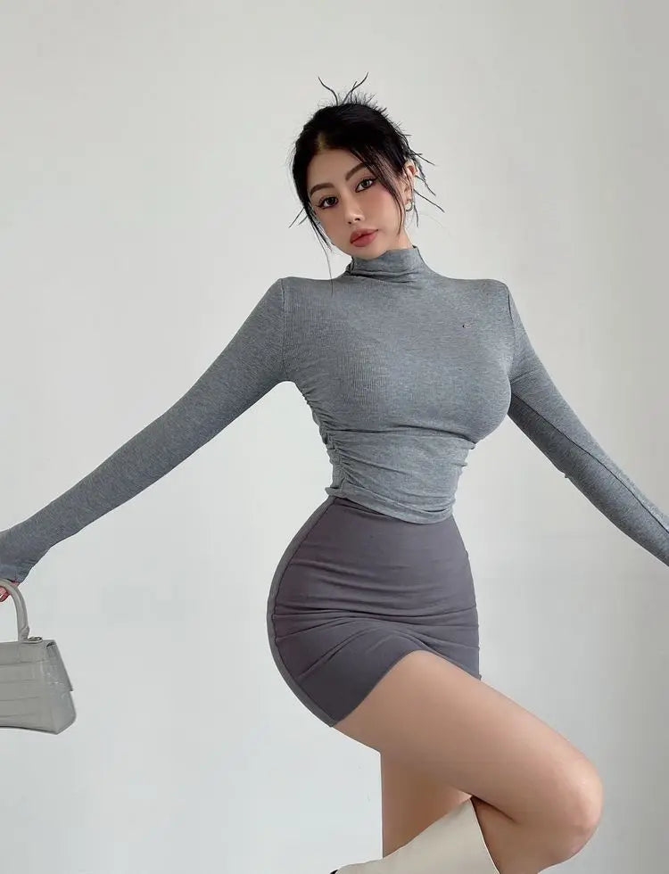 Summer Mini Black Skirts Sexy Women's Elastic High Waist Skinny Short Faldas Mujer Korean Style Clothes Bodycon Micro Skirt Gray