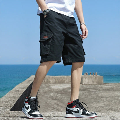 Men Trend Cargo Shorts Men's Letter Print Pocket Shorts Summer New Fashion Casual Straight Shorts Male ropa hombre