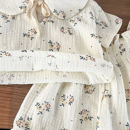 Korean Style Children Clothing Set Short Sleeved Cotton Printed T-Shirt+ Shorts Newborn Baby Girls Clothing Suit For Summer