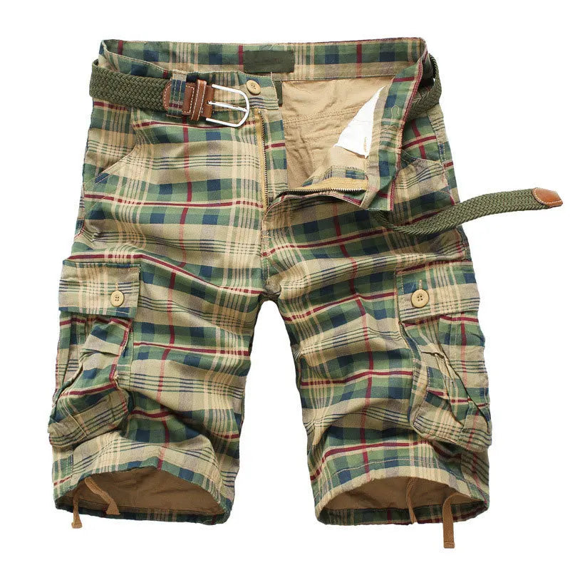 2025 Summer new men's cargo shorts men's large size fashion casual plaid Shorts