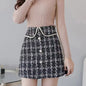 Tweed Skirts for Women Solid High Waist Slimming Skirts Autumn Spring 2025 Buttons Double Breasted Tweed Wool Mini Skirt