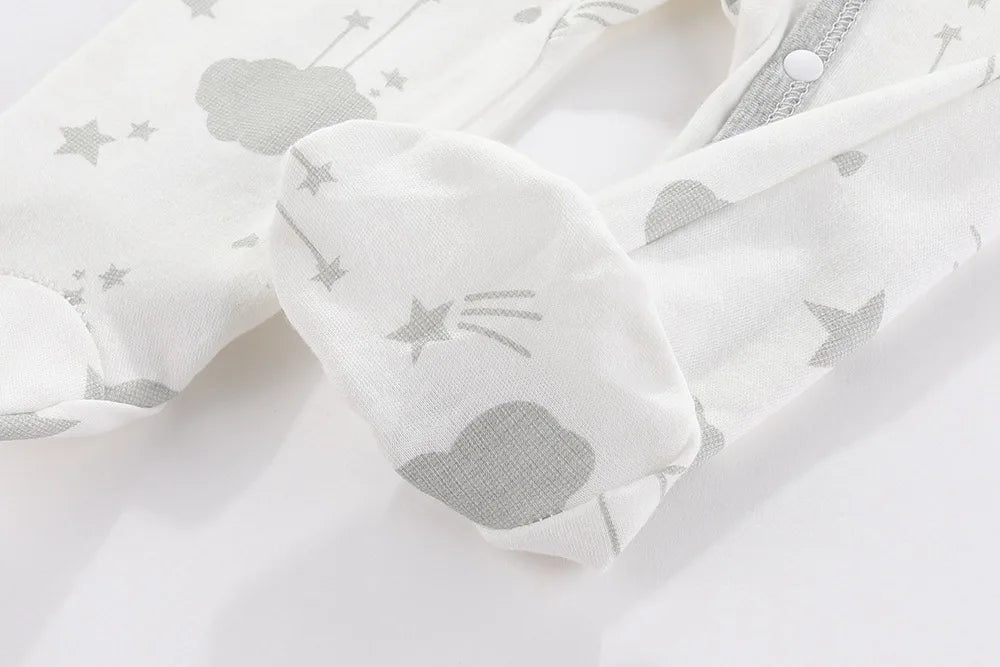 Cotton Newborn Romper Star Moon Printed Footed Baby Bodysuit for Girls Boys Long Sleeve Autumn Toddler Clothes Infant Onesie