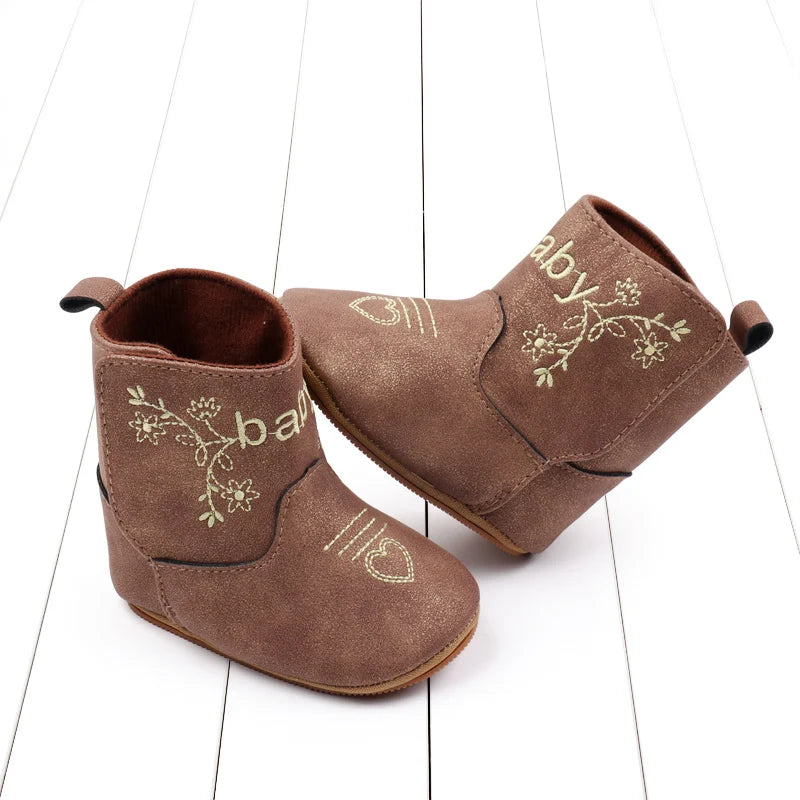 Baby Boots Made Of Soft PU and High-quality Cotton 2024 New Autumn and Winter Short Boots With Rubber Soles and Anti Slip Baby