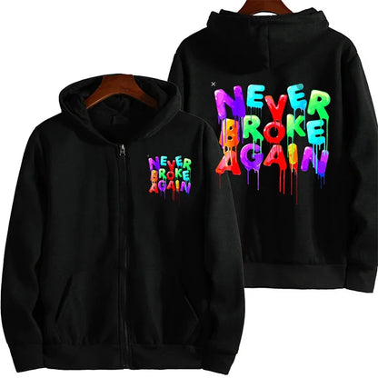 Y2K Zipper Hoodie Hip Hop Letter Print Oversized Hooded Sweatshirt Men Women 2025 New Harajuku Punk Jacket Coat Tops Streetwear