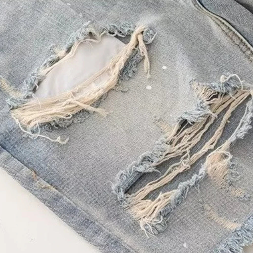 Men's Summer Distressed Shorts Fashion Slim Ripped Short Jeans Vintage Streetwear