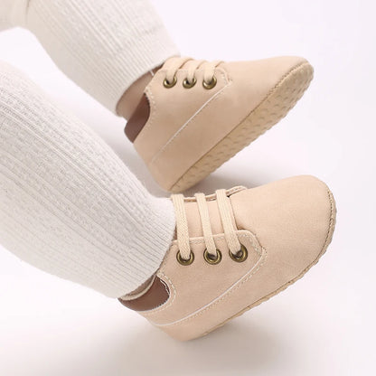 Fashionable 0-18M Boys and Girls' Shoes Classic Solid Color Leather Bottom Anti slip Preschool First Step Casual Sports Shoes