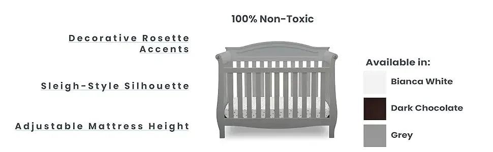 Lancaster 4-in-1 Convertible Baby Crib, Grey