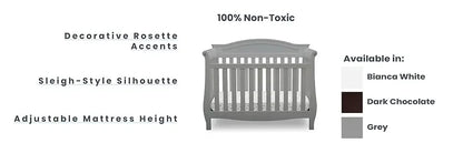 Lancaster 4-in-1 Convertible Baby Crib, Grey