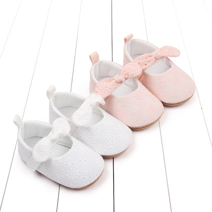 Toddler Baby Girls Sweet Princess Shoes Soft Bow knit Flower Non-slip Bottom First Walker Shoes Toddler Babies Crib Shoes