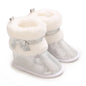 Suefunskry Newborn Baby Girl Winter Warm Plush Boots Shiny Flats with Cute Bows Casual Walking Shoes for Toddler Infant
