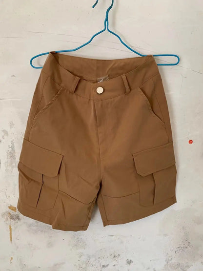 Summer Fashion Casual Tooling Shorts Men's Solid Loose Cotton Multi-pockets Cargo Pants Comfy Beach Sport Short Trousers for Men