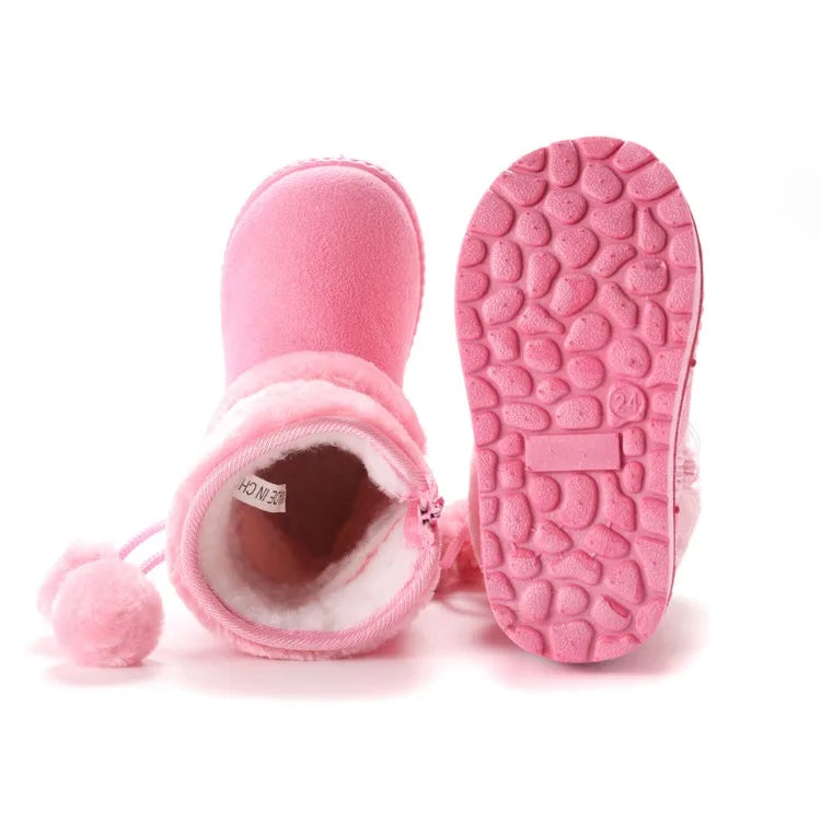 New Girls Snow Boots Winter Comfortable Thick Warm Kids Boots Lobbing Ball Thick Children Autumn Cute Boys Boots Princess Shoes
