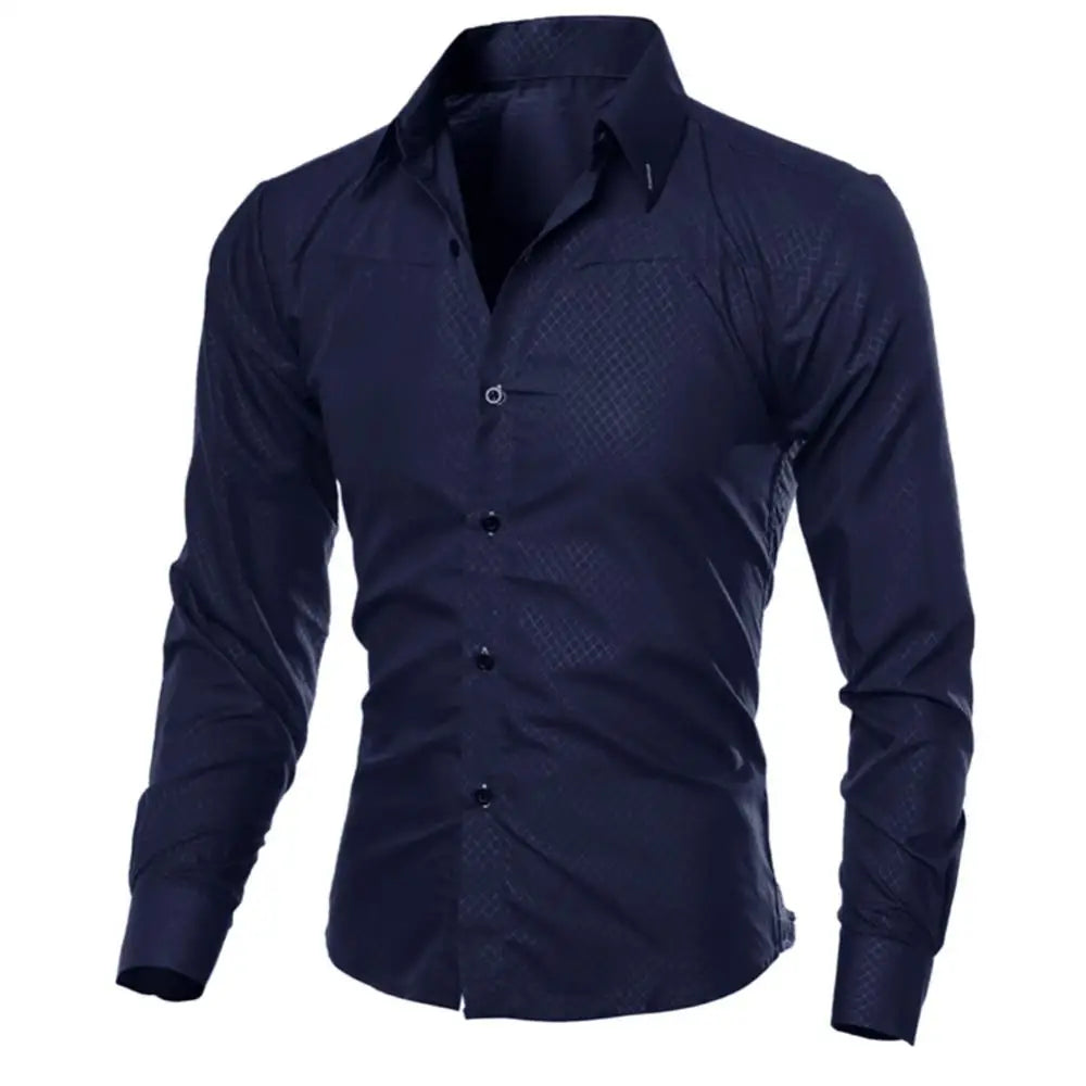 Fashion spring autumn Men Shirts New Arrivals Slim Fit Male Shirt Solid Long Sleeve British Style Office Cotton Men's Shirt