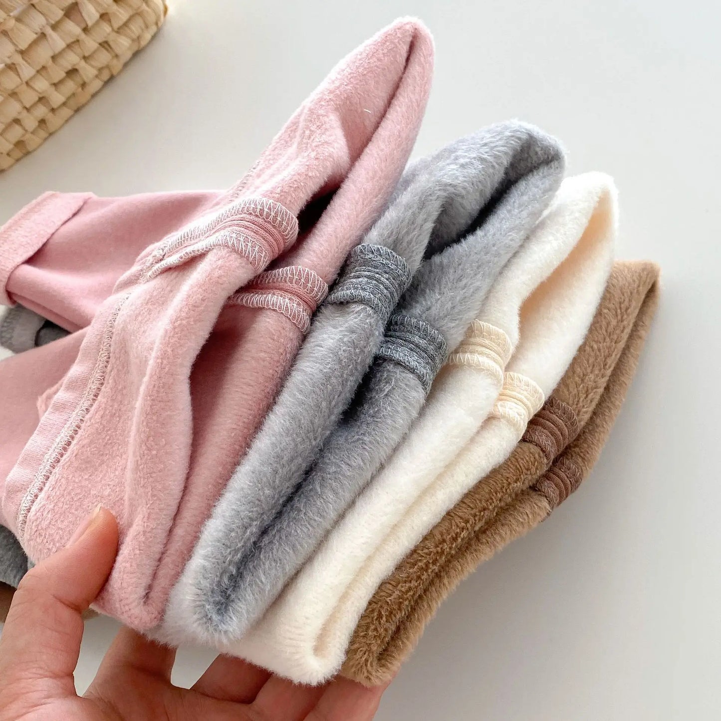 Girls Leggings 2024 Winter 0-5Y Children's Clothes Baby Girls Patch Plus Velvet Warm Pants Trousers