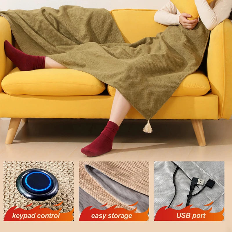 Heated Shawl Wrap for Cold Winter USB Heated Blanket Soft 3 Heat Level Warm Scarf