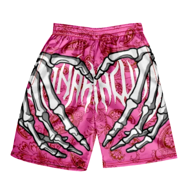 2025 Summer Classic Skull Beach Short Pants New Fashion Skeleton Hand Print Men Women Gym Shorts Quick Drying Trunks Ice Shorts