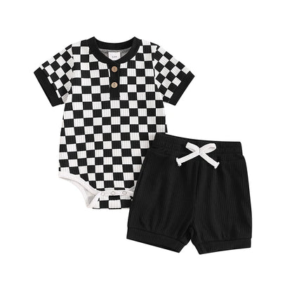 Mubi neo 3 -18 Months Newborn Baby Boy Clothes Ribbed Knit Short Sleeve Romper Shorts Set Infant Summer Outfit  Sets for Babies