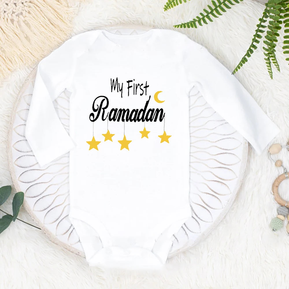 Baby's First Eid Bodysuit My First Eid Toddler Outfit Ramadan New Born Long Sleeve Romper Child Boy Girl Ramadan Clothes