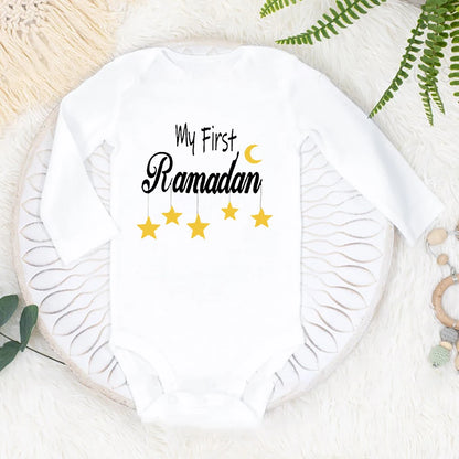Baby's First Eid Bodysuit My First Eid Toddler Outfit Ramadan New Born Long Sleeve Romper Child Boy Girl Ramadan Clothes