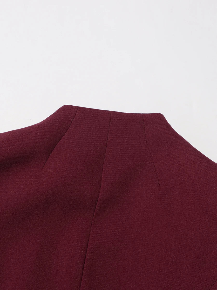 TWOTWINSTYLE Solid Two Piece Set For Women Stand Collar Long Sleeve Tops High Waist Spliced Button Long Pants Fashion Set Female